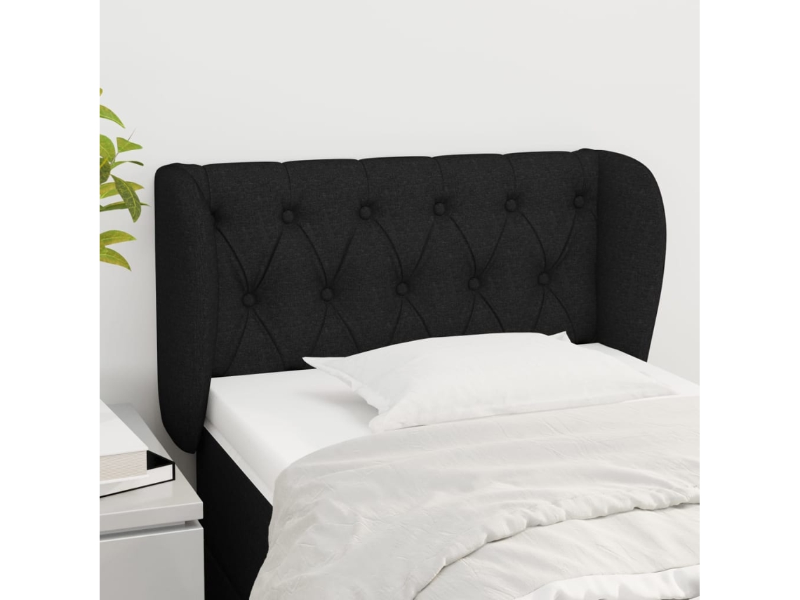 Vidaxl Cabeceira De Cama C/ Abas Tecido 83x23x78/88 Cm Preto