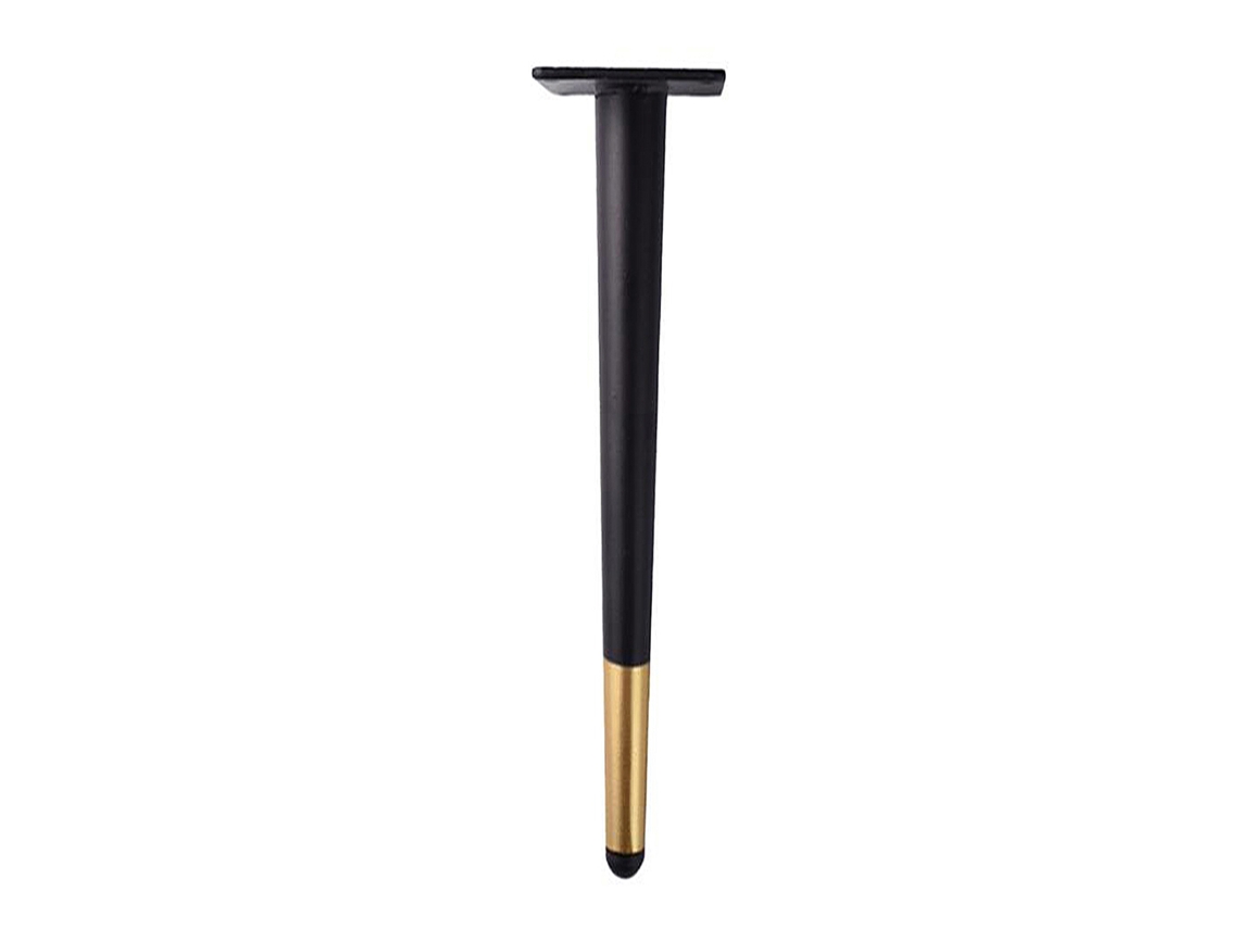 Laxiscreed Pernas De Sofá Em Metal, Cone Reto De 25cm, Acabamento Preto Com Detalhes Dourados