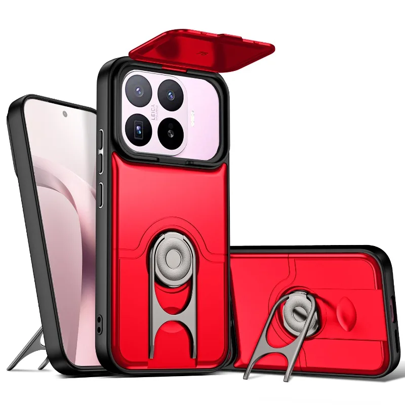 (vermelho, Xiaomi 15t) Capa Protetora Deslizante Para Câmera Com Suporte Reforçado, Capa Híbrida À Prova De Choque.
