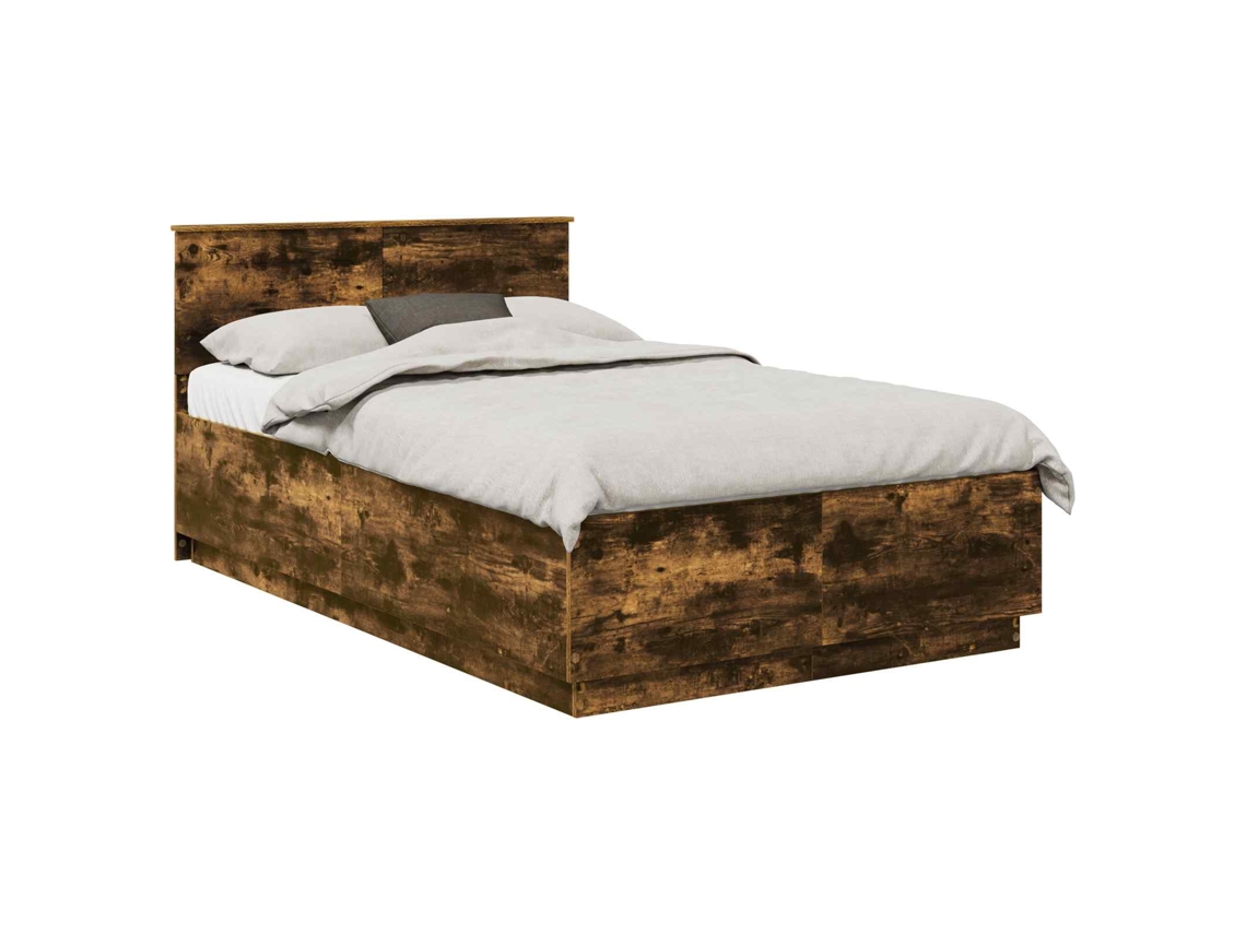 Estrutura de Cama com Cabeceira Carvalho Fumado 120x190cm MAISON EXCLUSIVE