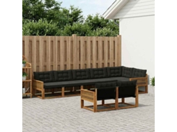 Vidaxl Conjunto De Sofás Para Exterior 8 Pcs Natural E Preto