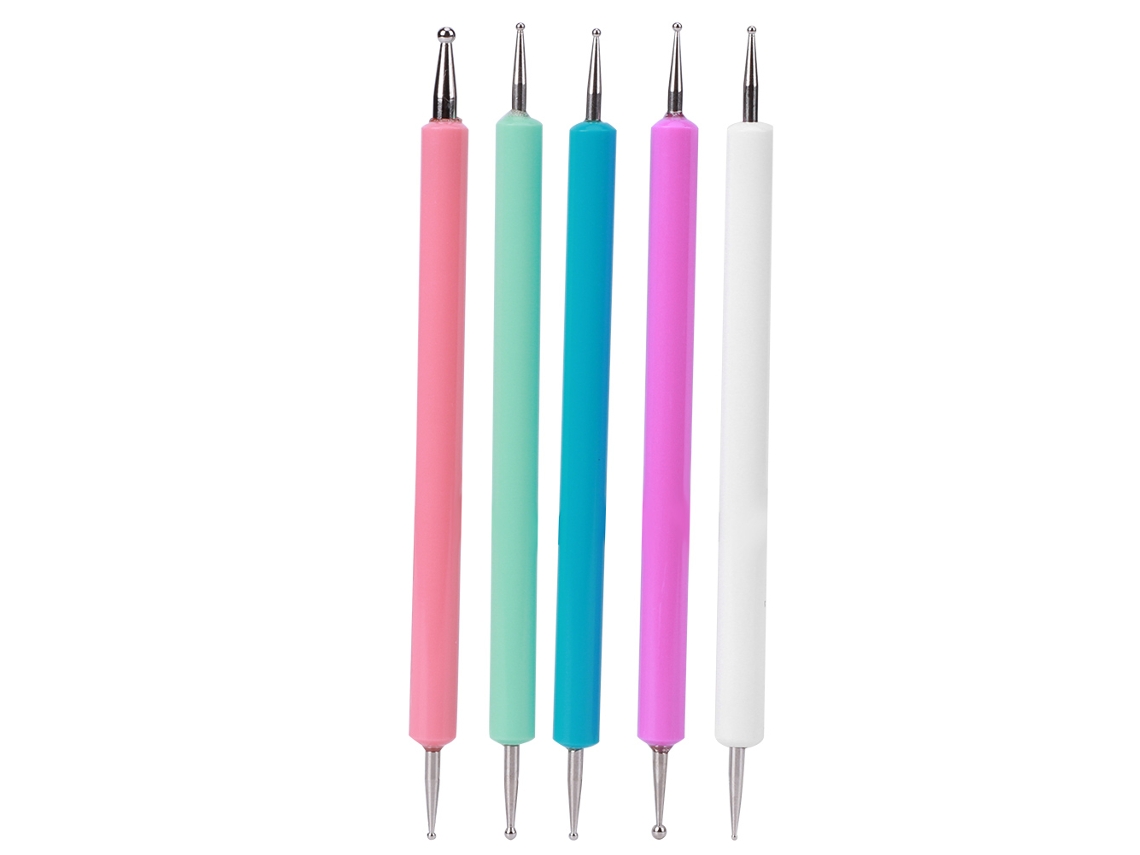 Primerox 5pcs Caneta de Pontilhado Dupla Cabeça de Acrílico para Diy Strass e Pintura