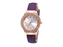 Reloj De Pulsera Unisex De Moda Con Correa De Cuero Pu Dial Redondo Cuarzo (morado)