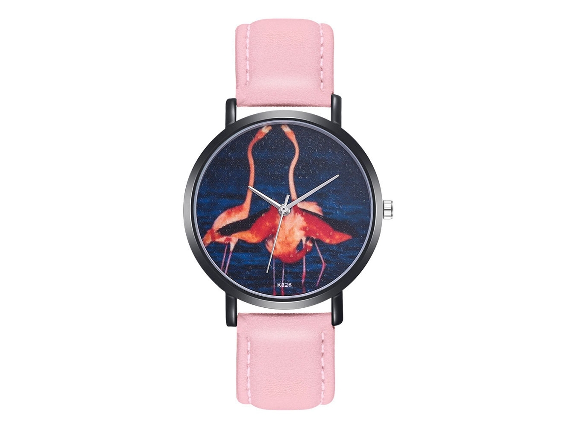 Reloj De Cuero Pu Para Mujer Y Hombre Moda Simple De Cuarzo K026-h Rosa