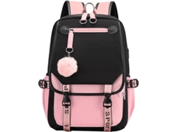 Mochila Para Adolescentes E Estudantes Do Ensino Fundamental, Atividades Ao Ar Livre Com Porta Usb Carregamento, Preta Rosa. Aquaforge
