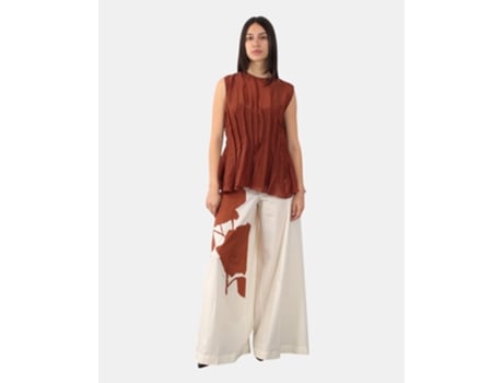 Calças De Mulher Liviana Conti Mod Ilaria Ros Macro Poliéster Branco (46)