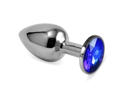 Plug Anal Clássico Rosebud Prateado Com Joia Azul Escuro Tamanho S LOVETOY