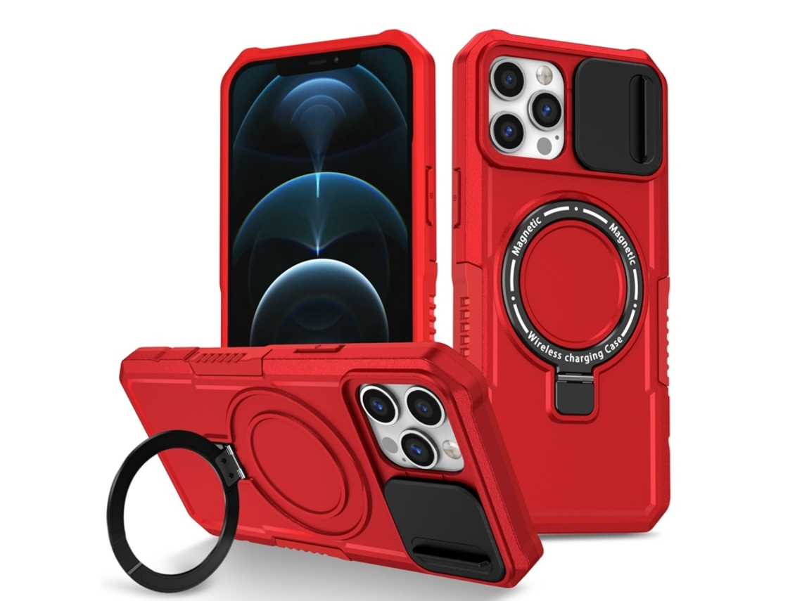 Capa Zruxe Compativel Com Iphone 12 Pro Max (sliding Camshield - Magsafe - Tpu Hybrid Pc - Vermelho)