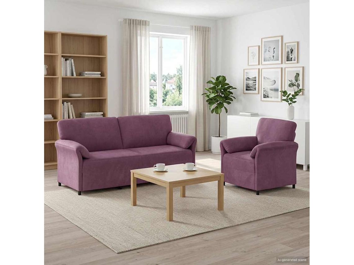 Vidaxl Conjunto De Sofás 2 Unid. Roxo Veludo