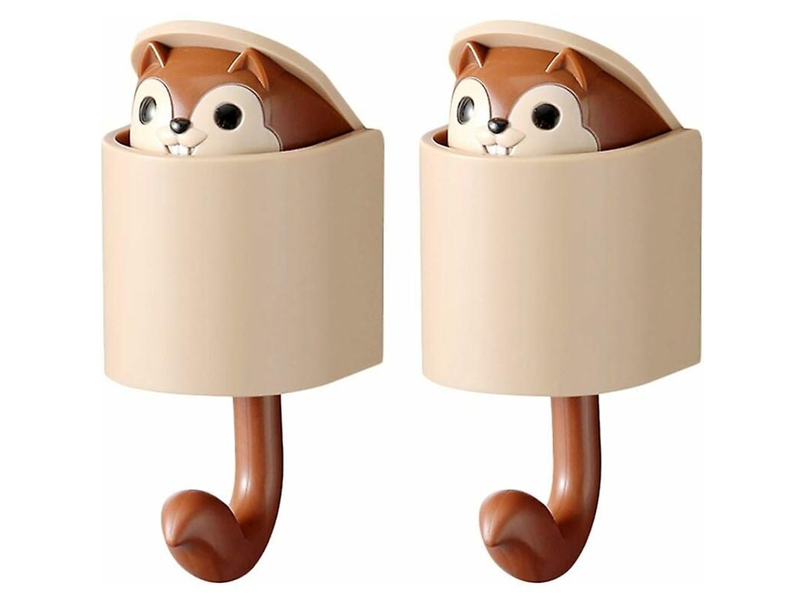 Rebe gancho Adesivo Sem Rastro, 2 Peças de Gancho de Esquilo, Impermeável, Plástico, Decorativo para Casaco, Chave, Bolsa, Etc.