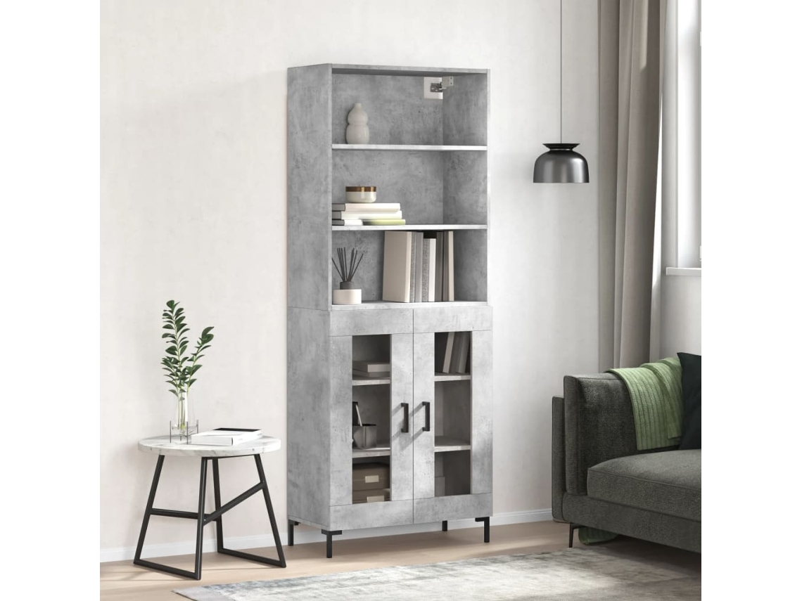 Vidaxl Armário Alto 69,5x34x180 Cm Derivados De Madeira Cinza Cimento