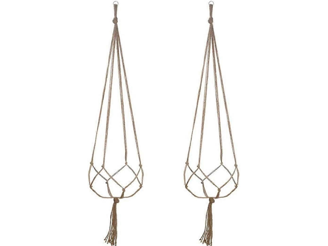Omni cesta Colgante de Macramé para Macetas de Corda de Cana, 90cm, Interior e Exterior, Estilo Retro Natural