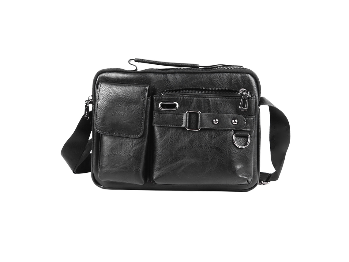 Bolsa Masculina Couro Pu Retro Com Alça Ajustável Tablet
