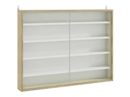 Vitrine de Parede Melamina de Madeira e Vidro Cor Madeira e Branco 80x9,5x60cm Homcom
