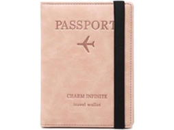 Porta-passaporte De Viagem, Cor Rosa, Com Proteção Rfid, Compartimentos Para Cartões E Documentos