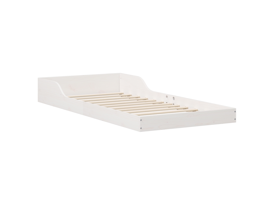 Conjunto 1 Estrado De Cama Plataforma Vidaxl Branco Madeira De Pinho Maciça (90 X 220 Cm)