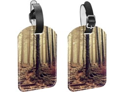 Conjunto De 2 Etiquetas Viagem E Bagagem Masculinas Escadas Em Neblina Aventura Vegetação Poliuretano
