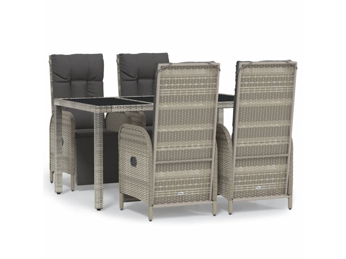 Conjunto de 5 Jantar para Jardim com Almofadões Vime Pe Cinza MAISON EXCLUSIVE