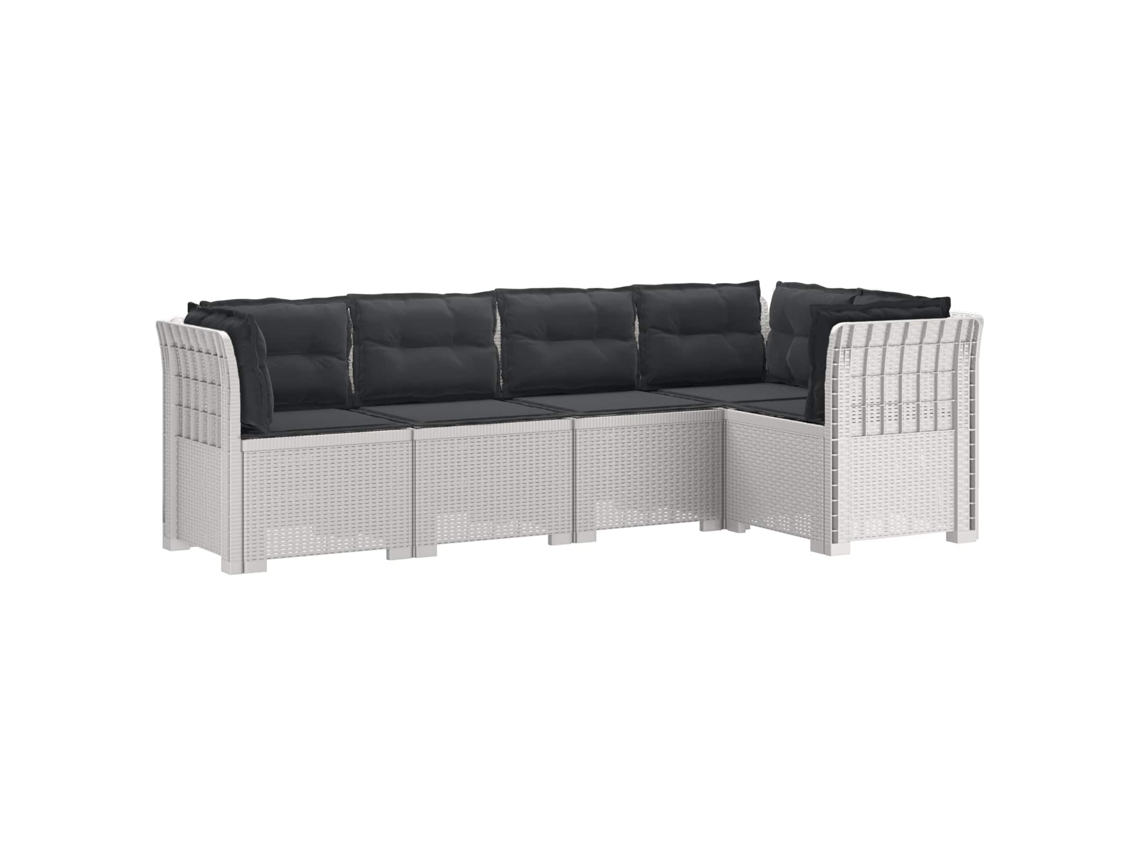 Vidaxl Sofá De Jardim De 5 Pessoas Com Almofadas Visual De Rattan Pp