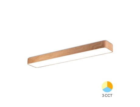 Plafon Led Decorativo 45w 3em1 4650lm Acabamento Madeira Braytron