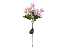 Luminária Solar Led Rosa, Simulando Flor, Lanterna De Chão Aquaforge