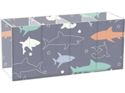 Estojo de Lápis Acrílico Frodotgv com 4 Compartimentos Transparentes e Estampas Coloridas Peixes Temas Marítim
