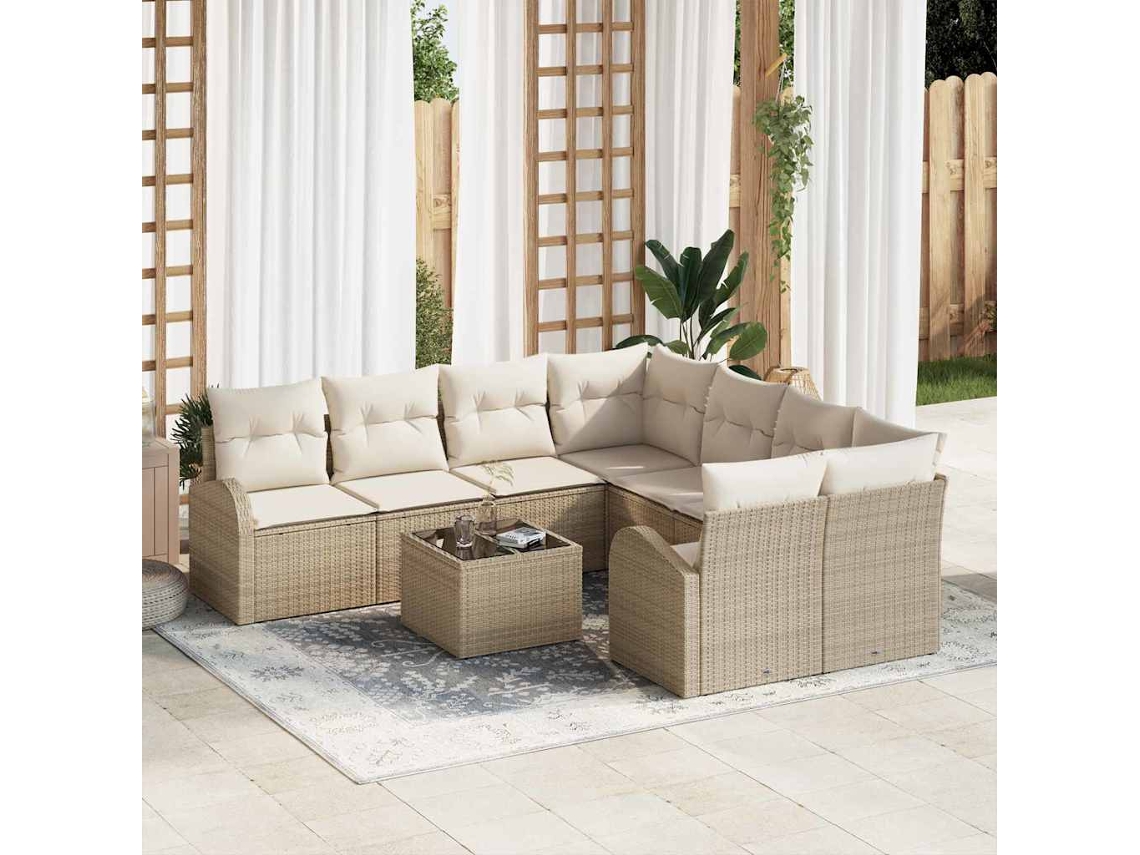 Vidaxl Conjunto De Sofás 9 Unid. 8-número De Lugares Bege E Creme