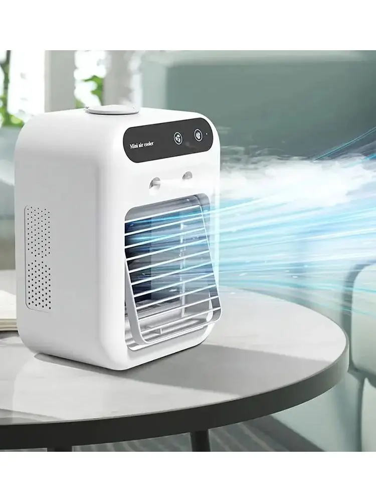 Mini ar condicionado USB - 3 velocidades de ventilação e função neve, compacto e portátil.