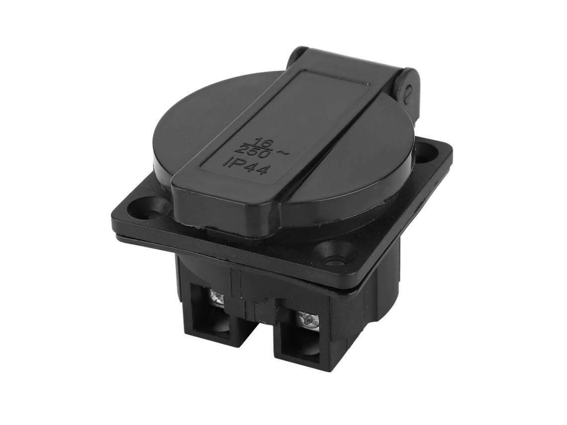 Tomada Industrial YURU Impermeável Preta 250v 16a