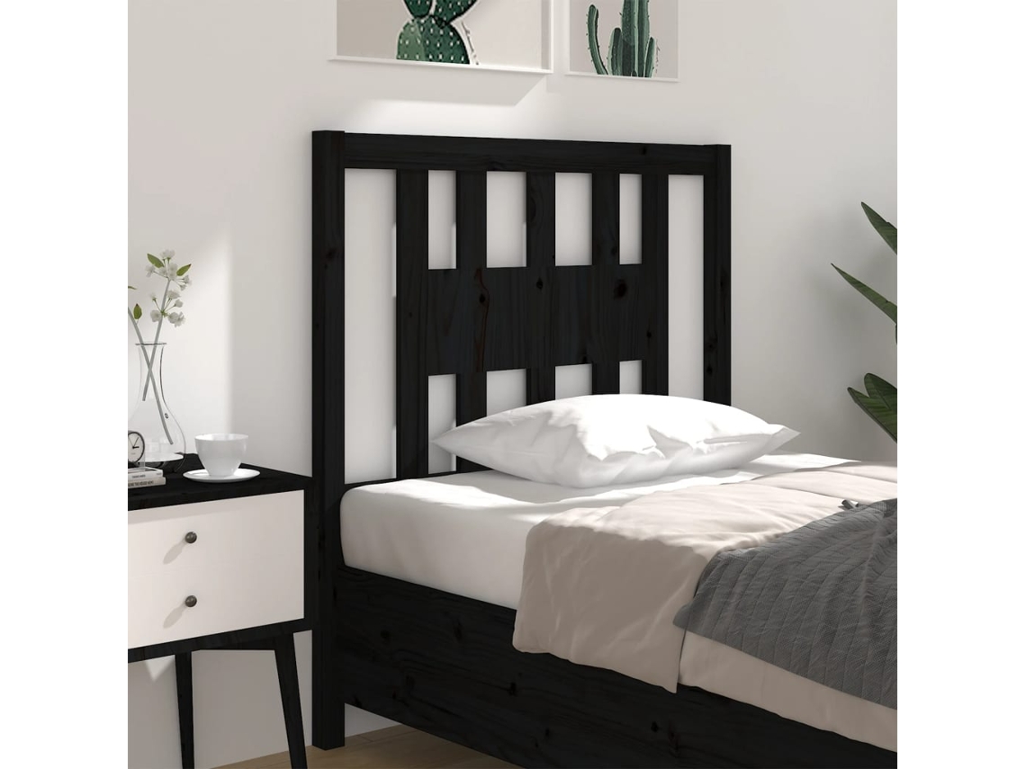 Cabecero 96x4x100 cm Pino Macizo Negro
