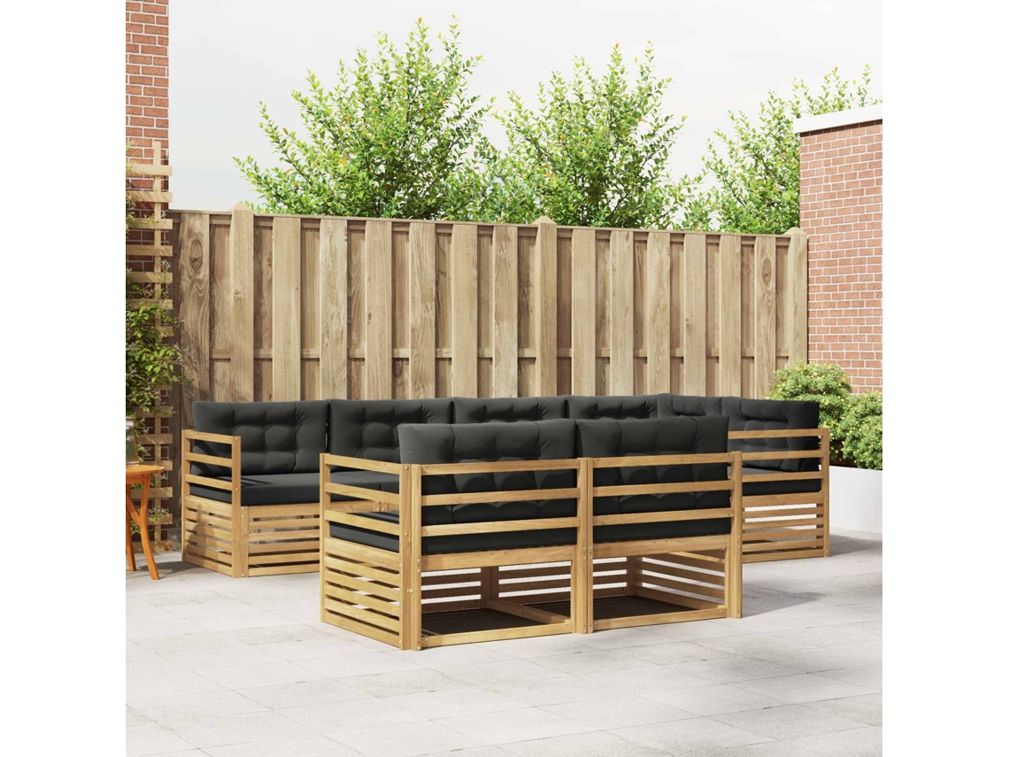 Vidaxl Conjunto De Sofás Para Exterior 7 Unid. Branco E Antracite