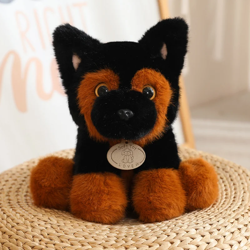 Lindo Cachorrinho de Pelúcia Estilo Anime Realista de Desenho Animado MDUG (preto, 22 Cm)