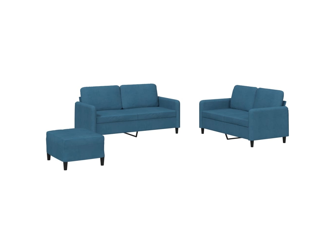 Sofa Set, Sofa Sets Vidaxl Azul Veludo (n/a)