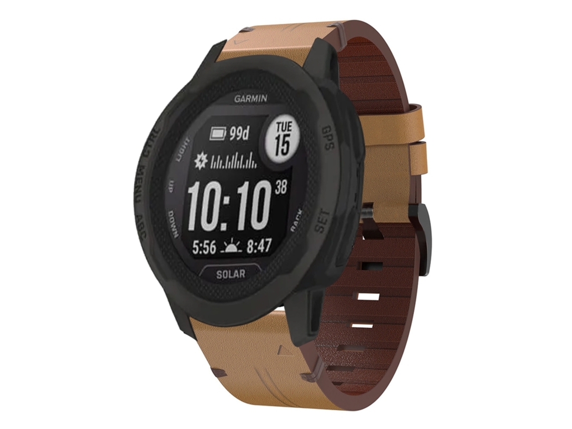 Bracelete para Garmin Instinct 2 Solar couro fivela de aço marrom claro XIAOMOYU (22mm)