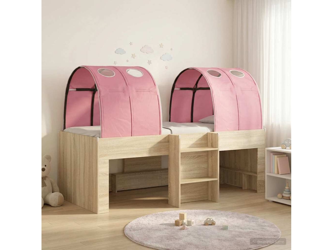 Vidaxl Cama Com Túnel 3 Unid. Carvalho Sonoma E Rosa