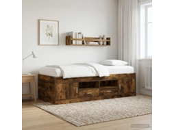 Vidaxl Estrutura De Cama Com Armazenamento Carvalho Fumado 80 X 200 Cm