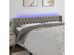 Vidaxl Cabeceira Cama C/ Luzes Led Veludo 203x16x78/88 Cm Cinza-claro