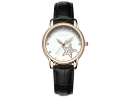 Relógio de Moda para Mulher de Couro com Painel Redondo Elegante de Luxo Sanda (preto)