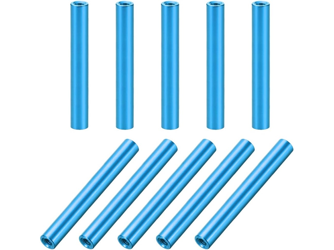 Conjunto de 10 Espaçadores Redondos de Alumínio M3x35mm Azul água CHABERLU