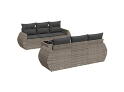 Conjunto de 7 Sofás para Jardim com Almofadões Vime Pe Cinzento MAISON EXCLUSIVE (7 pcs)