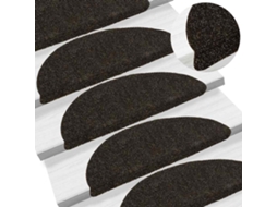 Vidaxl Tapetes De Escada Autoadesivos 20 Peças 56x17x3 Cm Marrom Escuro Semicircular