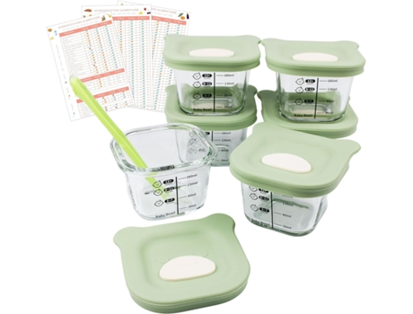 Hello Hippo® Conjunto De 6 Frascos Pequenos Para Bebés De 160 Ml Ideal Para Compotas, Purés E Frutas, Hermético E Prático Com Graduação Graduada