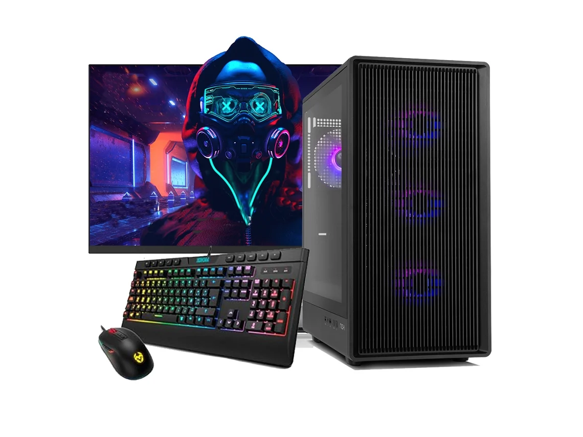 Computador para jogos Iota (Intel i3 12100f - 8 GB - SSD de 480 GB - RTX 3050 - Monitor FullHD de 27 polegadas - Windows 11)