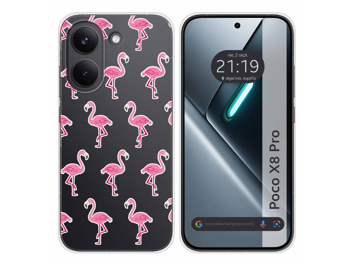 Capa Tumundosmartphone De Silicone Transparente Para Xiaomi Poco X8 Pro 5g Com Estampa De Flamingo
