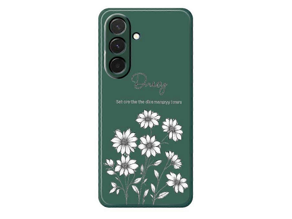 Capa Traseira De Tpu Com Borda Reta Para Samsung Galaxy A36 5g, Verde, Com Estampa De Flores E Desenho, Para Celular