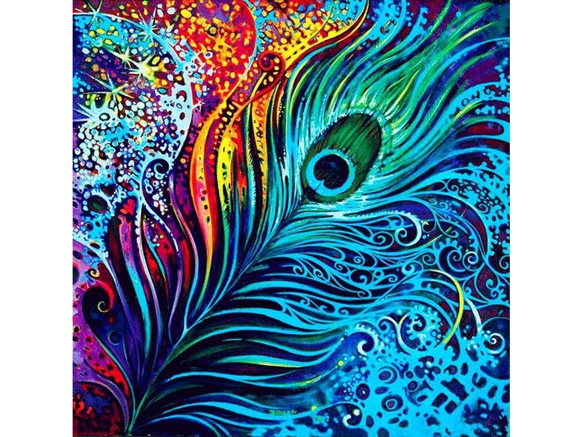 Kit De Pintura Com Diamantes 5d De Penas Coloridas Para Adultos, Formato Grande De Pedras Completas