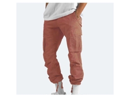 Calça cargo casual masculina 2026 com múltiplos bolsos para uso externo, corte reto e estilo fitness com tecido elástico.