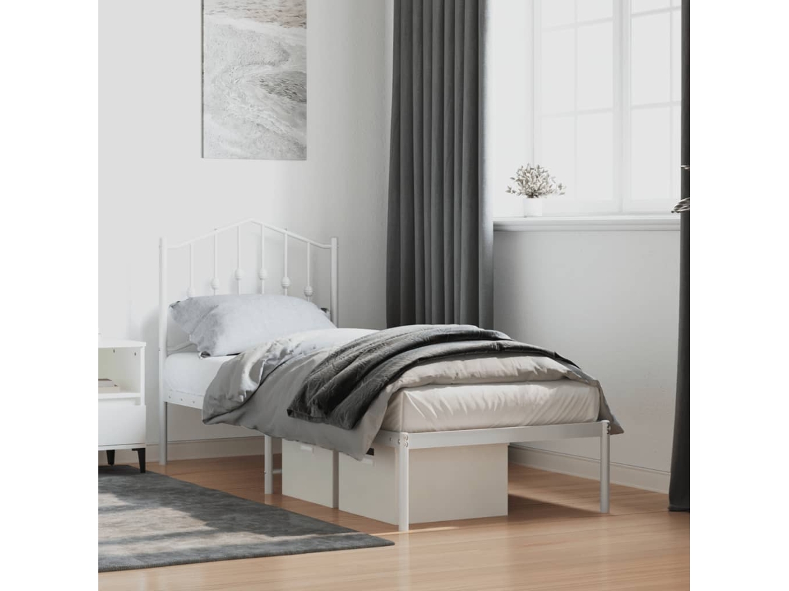 Vidaxl Estrutura De Cama Sem Colchão Com Cabeceira 75x190 Cm Branco