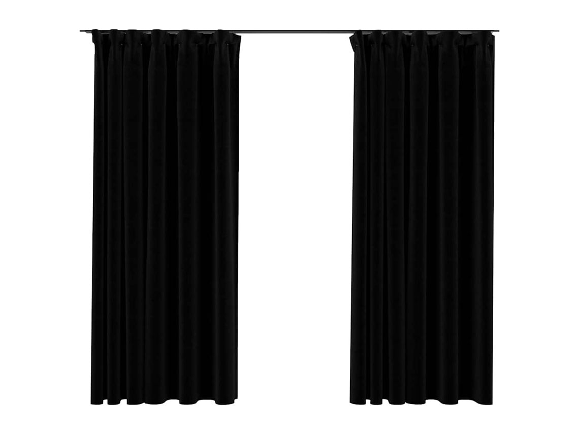 Curtain, Curtains Vidaxl Preto Tecido (140 X 175 Cm)