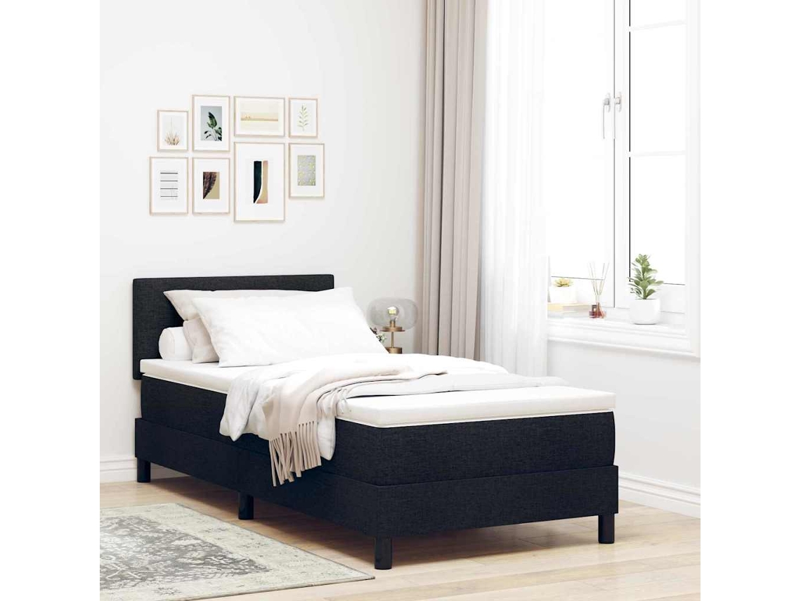 Cama Box com Colchão com Cabeceira Preto Tecido MAISON EXCLUSIVE 90x200 cm